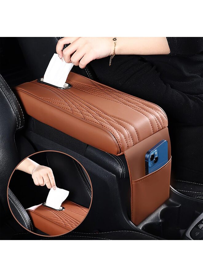 Generic Leather Car Armrest Box Pad with Pocket and Tissue Box,Leather Auto Armrest Cover,Waterproof Car Center Console Cover Pad, Universal Arm Rest Cushion Pads for SUV/Truck/Vehicle(BLACK) - Image 5