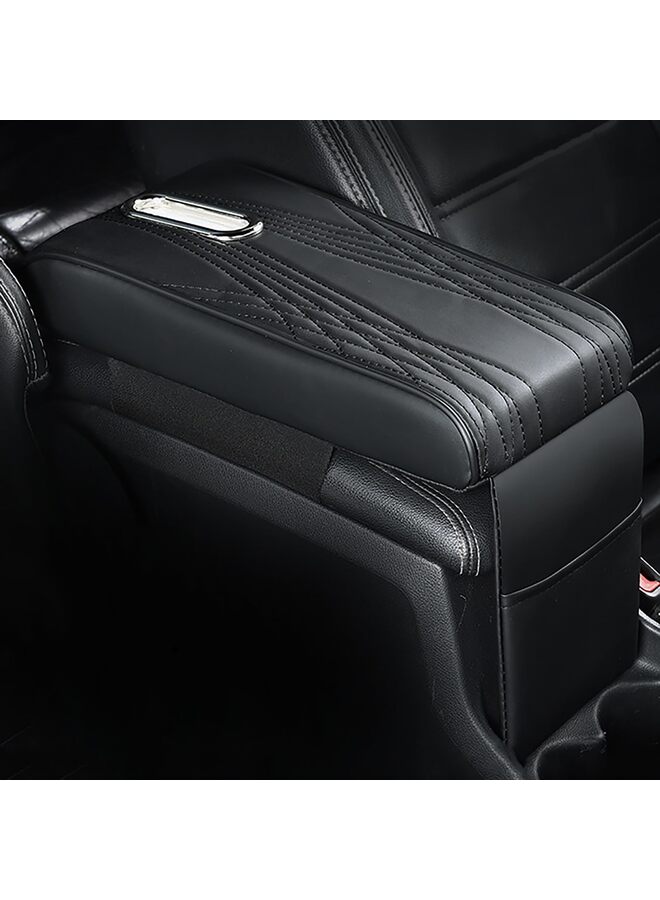 Generic Leather Car Armrest Box Pad with Pocket and Tissue Box,Leather Auto Armrest Cover,Waterproof Car Center Console Cover Pad, Universal Arm Rest Cushion Pads for SUV/Truck/Vehicle(BLACK) - Image 1