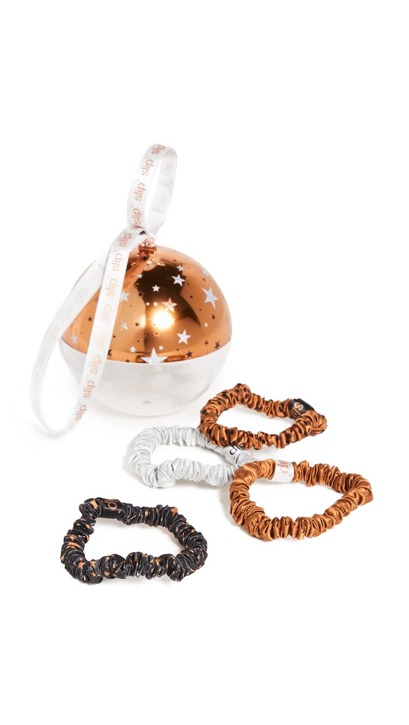 SLIP Silk Skinnie Scrunchie Set of 4 - 100% Pure 22 Momme Mulberry Silk, Hair-Friendly Scrunchies for Women in Paparazzi - Luxurious Elastic Hair Scrunchies - Image 1