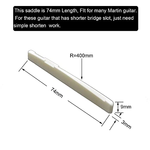 Vencetmat Unbleached Acoustic Guitar Bridge Saddle, Fit for 74mm & 72mm Bridge Slot, Pure Complete Bone, Bone Original Color, Vintage Style, 4 Pack - Image 4