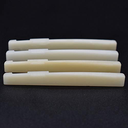 Vencetmat Unbleached Acoustic Guitar Bridge Saddle, Fit for 74mm & 72mm Bridge Slot, Pure Complete Bone, Bone Original Color, Vintage Style, 4 Pack - Image 1