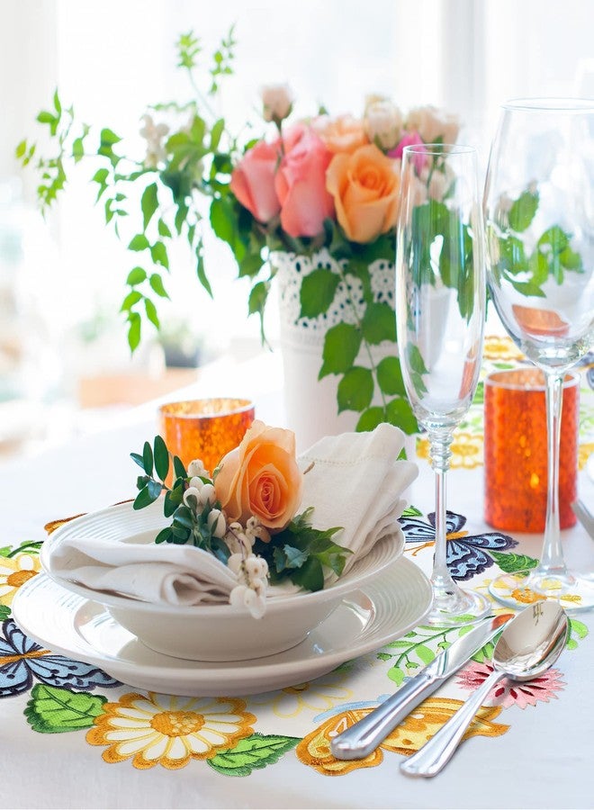 Moukeren Easter Placemats Set of 8 Spring Round Table Doilies 14'' Embroidered Doilies Coasters 4'' Daisy Floral Cup Mat Flower Butterfly Decor for Home Kitchen Dining Tabletop Decoration - Image 5