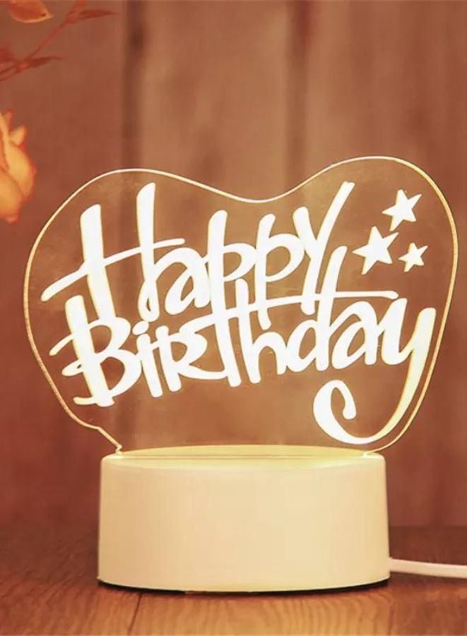 Happy Birthday Creative Night Light 3D Acrylic Bedroom Small Decorative 3D Lamp Night Lights For Home Decoration - Image 2