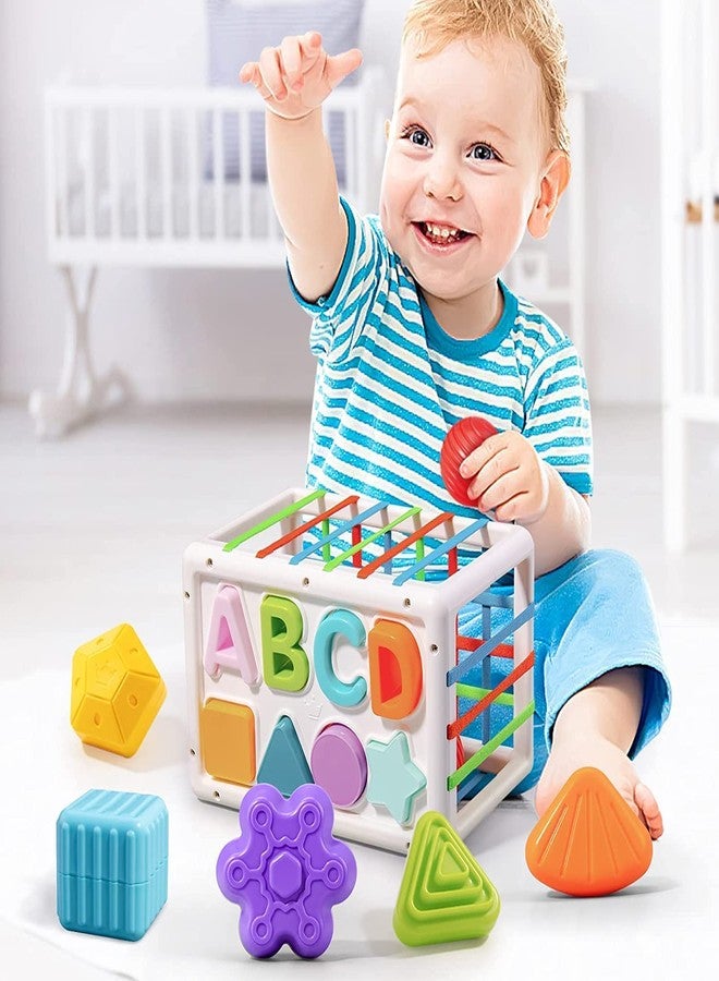STOFFIER GARTEN Toys for 1 Year Old,Baby Sorter Toy Colorful Cube and 14 Pcs Multi Sensory Shape,Developmental Learning Toys for Girls Boys Easter Gifts,Baby Toys 6-12-18 Months - Image 2