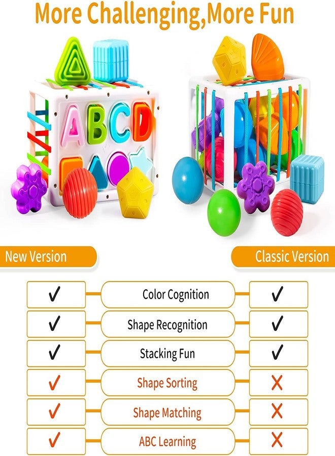 STOFFIER GARTEN Toys for 1 Year Old,Baby Sorter Toy Colorful Cube and 14 Pcs Multi Sensory Shape,Developmental Learning Toys for Girls Boys Easter Gifts,Baby Toys 6-12-18 Months - Image 4
