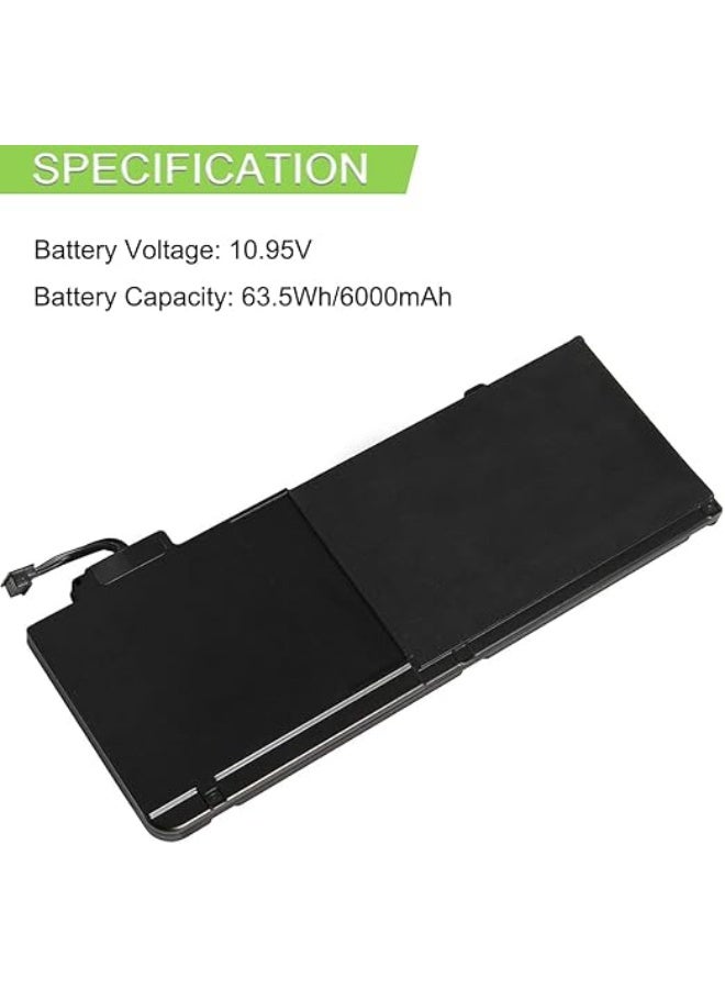 Replacement Laptop Battery 10.95V 63.5Wh 6000mAh for MacBook Pro 13" A1322 A1278 (Mid 2009 - 2012) Unibody Models - Image 5