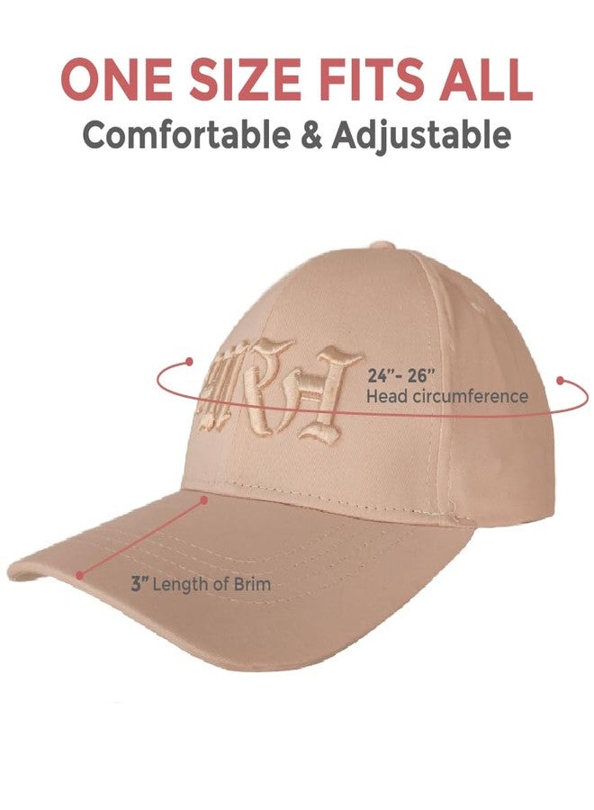 MaatirDesigns Pale Pure Cotton Baseball Cap with Elegant 3D Bharat Embroidery | Subtle Pink-on-Pink Artistic Design | Unisex Adjustable Casual Cap for Men & Women | Stylish Pre-Curved Brim | Durable Fashion Gift - Image 4