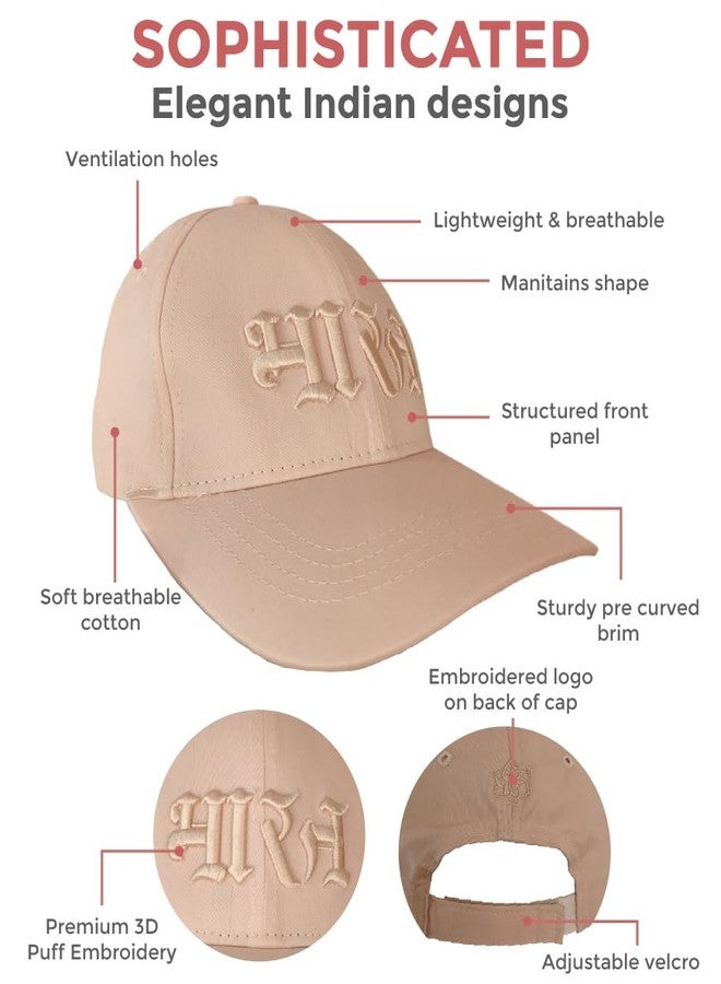 MaatirDesigns Pale Pure Cotton Baseball Cap with Elegant 3D Bharat Embroidery | Subtle Pink-on-Pink Artistic Design | Unisex Adjustable Casual Cap for Men & Women | Stylish Pre-Curved Brim | Durable Fashion Gift - Image 3