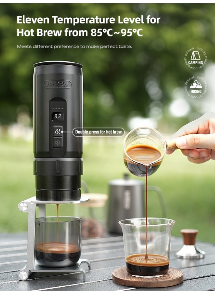 HiBREW Portable Coffee Maker, 20Bar High Pressure, 7500mAh Removable Battery, Cold/Hot Brew Dual Modes, 51mm Bottomless Portafilter, Type-C Fast Charging, for Outdoor Camping & Car Travel - Image 4