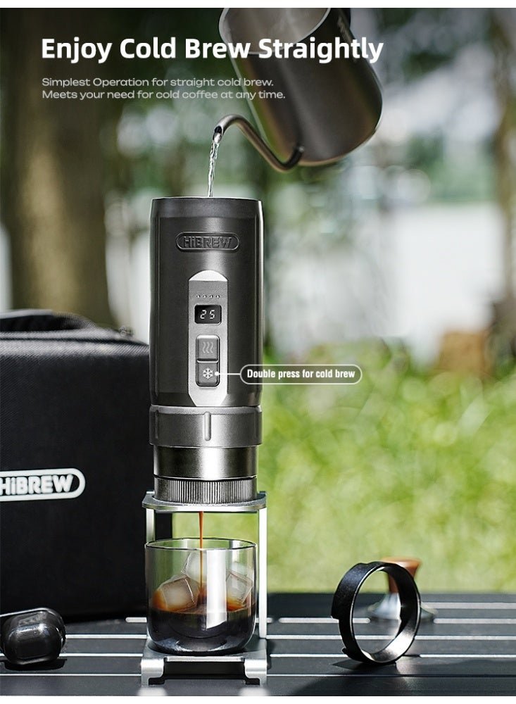 HiBREW Portable Coffee Maker, 20Bar High Pressure, 7500mAh Removable Battery, Cold/Hot Brew Dual Modes, 51mm Bottomless Portafilter, Type-C Fast Charging, for Outdoor Camping & Car Travel - Image 5