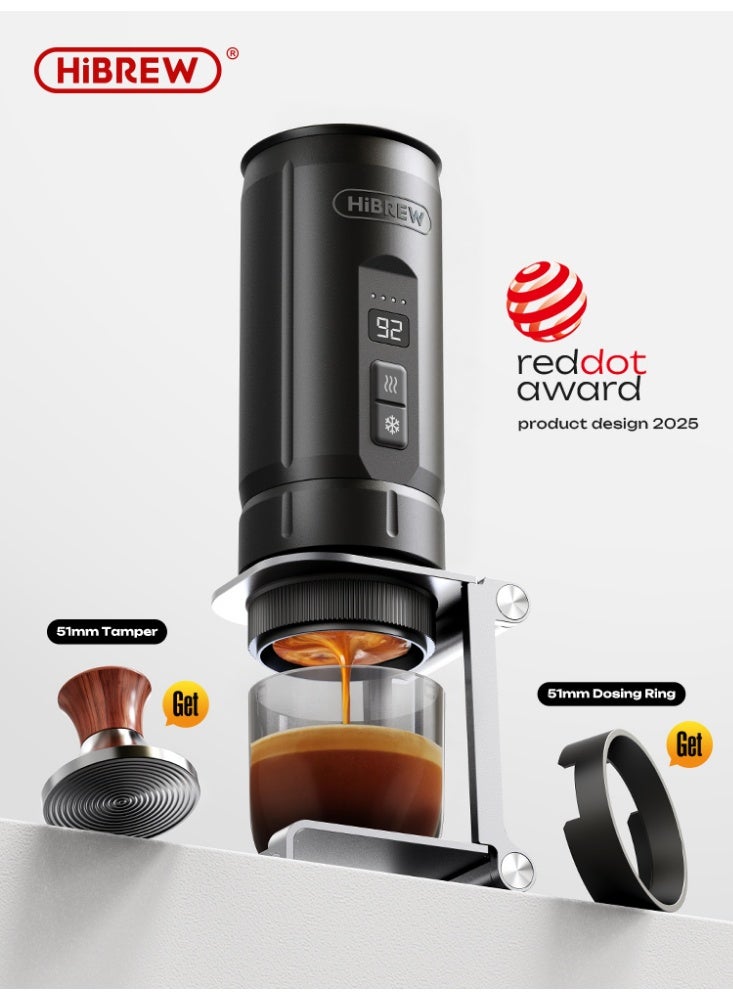 HiBREW Portable Coffee Maker, 20Bar High Pressure, 7500mAh Removable Battery, Cold/Hot Brew Dual Modes, 51mm Bottomless Portafilter, Type-C Fast Charging, for Outdoor Camping & Car Travel - Image 1