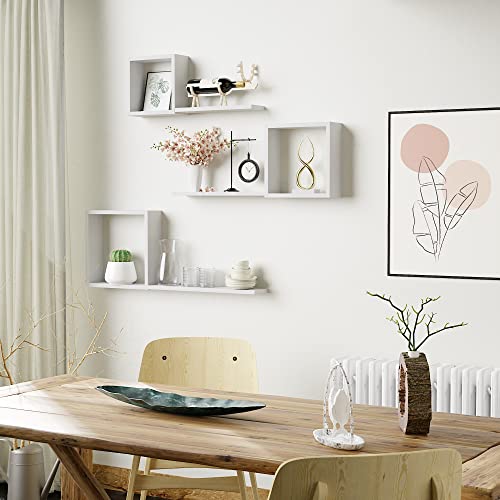 LUDORU Wooden Square Floating Shelves Wall Mount, Floating Cube Shelves Set of 6, Geometric Cube Wall Shelves for Wall Decor, Floating box shelves for Bedroom, Living Room, Bathroom, Kitchen, Office, White. - Image 4