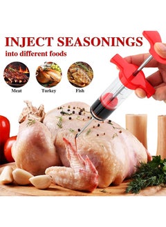 HY Meat Injector Syringe - 3 Marinade Injector Needles for BBQ Grill, Premium Portable Turkey Injector kit for Smoker,Marinades Injector for Meats With 1oz Large Capacity 1 Brush Easy to Use & Clean (Red)  - Image 4
