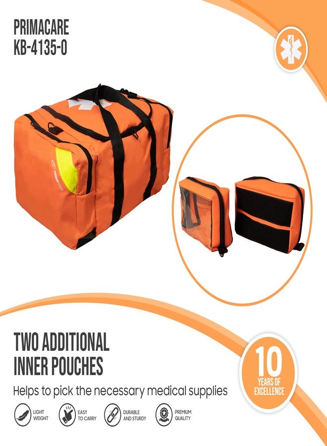 Primacare KB-4135-O First Responder Bag for Trauma, 21"x12"x9", Professional Compartment Kit Carrier for Emergency Medical Supplies, Orange - Image 4