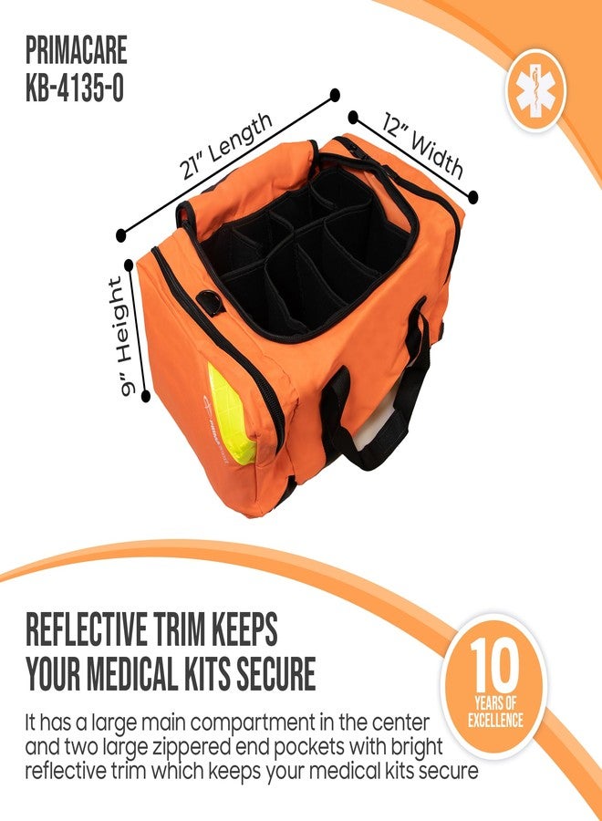 Primacare KB-4135-O First Responder Bag for Trauma, 21"x12"x9", Professional Compartment Kit Carrier for Emergency Medical Supplies, Orange - Image 3