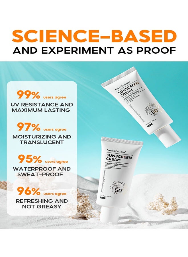 Vibrant Glamour 50g Sunscreen Cream Oil Control Skin Lightening Sun Lotion Anti Sunblock Moisturizer Sun Project Whitening Cream - Image 3