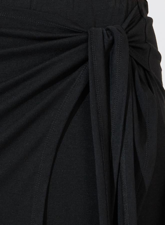 Styli Solid Wrap Midi Skirt with Tie-Up  - Image 3