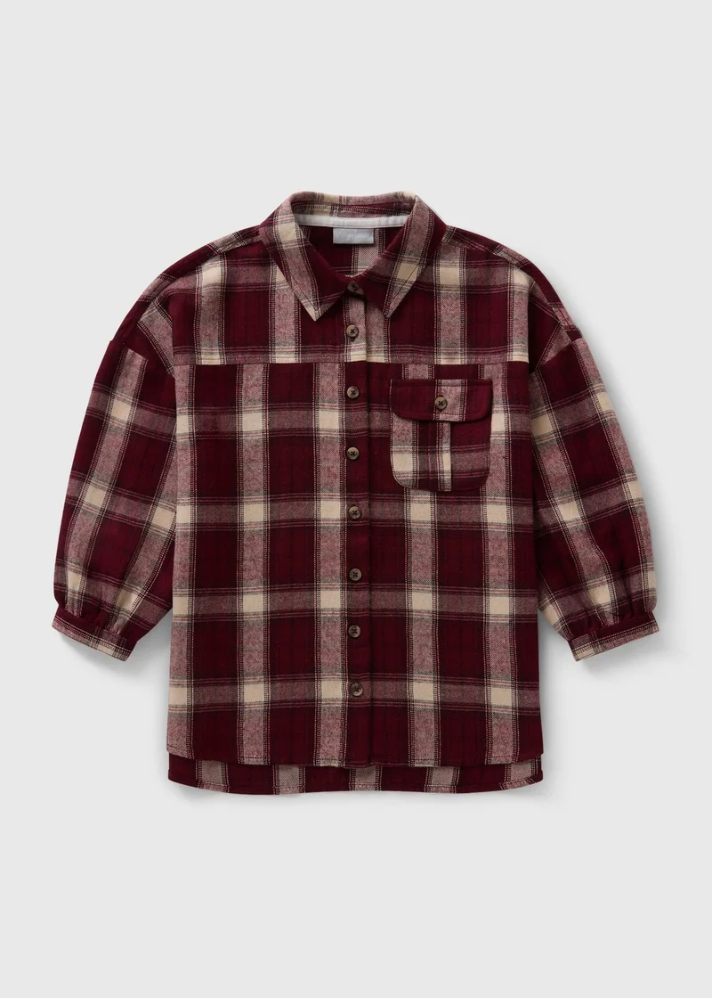 Matalan Girls Burgundy Check Shirt