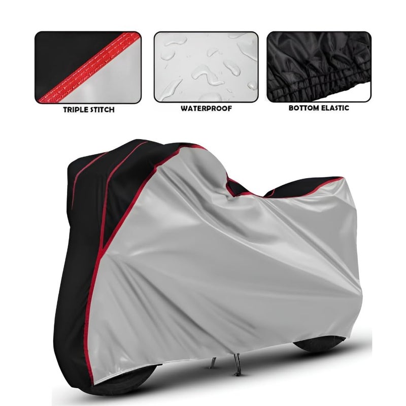 FAVY Waterproof Bike Cover Compatible with Hero HF Deluxe | Dust Proof & UV Protection Bike Body Cover | Wind Proof Elastic Bottom Motorcycle Cover - Image 4