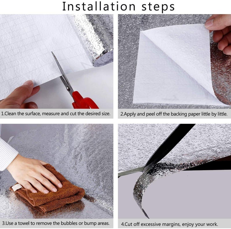 LOMESH 3 mtr Aluminium Foil Stickers Oil Proof Shelf Liner Oil Proof Kitchen Backsplash Wallpaper SelfAdhesive Wall Sticker AntiMold and Heat Resistant for Walls Cabinets Drawers and Shelves - Image 5