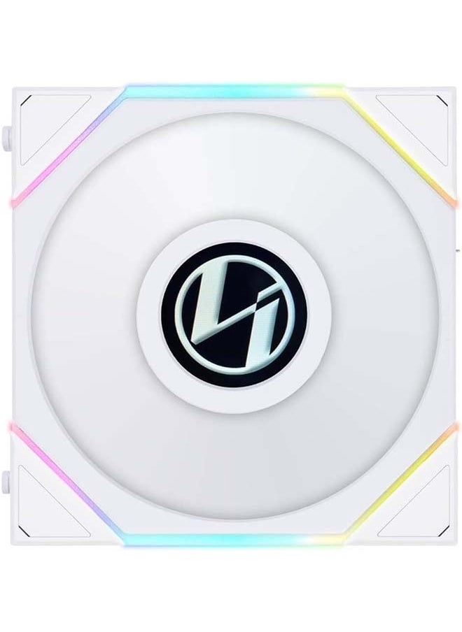 Lian Li Uni Fan TL 120 Reverse Blade Case Fan, 1.6" LCD, 120mm Fan Size, 1900 RPM Fan Speed, 54.3 CFM Airflow, PA66 / PBT Materials, Fluid Dynamic Bearing, Single Pack, White | G99.12RTLLCD1W.00