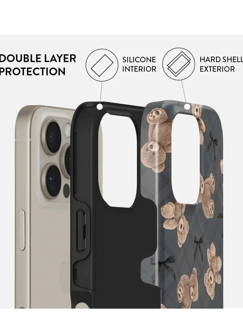 BURGA BURGA Phone Case Compatible with iPhone 16 PRO Hybrid 2-Layer Hard Shell + Silicone Protective Case BFF Teddy High Luxury Gold Glitter Marble Scratch-Resistant Shockproof Mobile Cover