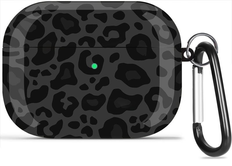 Olytop for Airpods 3rd Gen Case Leopard, Cute Cheetah Airpods 3rd Gen Protective Hard Skin Women Girl with Keychain for Apple iPod 3rd Gen Case - Black/Grey Leopard - Image 1