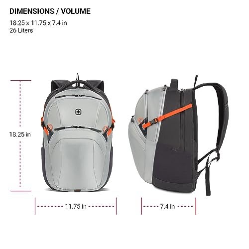 SwissGear UrbanPro Laptop Backpack, Laptop Bag Fits Most 16-Inch Laptops, Commuter Friendly Trolley Sleeve, Ideal for Work, Travel or School - Light Grey/Charcoal (18.5-Inch) - Image 5