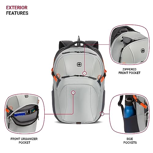 SwissGear UrbanPro Laptop Backpack, Laptop Bag Fits Most 16-Inch Laptops, Commuter Friendly Trolley Sleeve, Ideal for Work, Travel or School - Light Grey/Charcoal (18.5-Inch) - Image 3