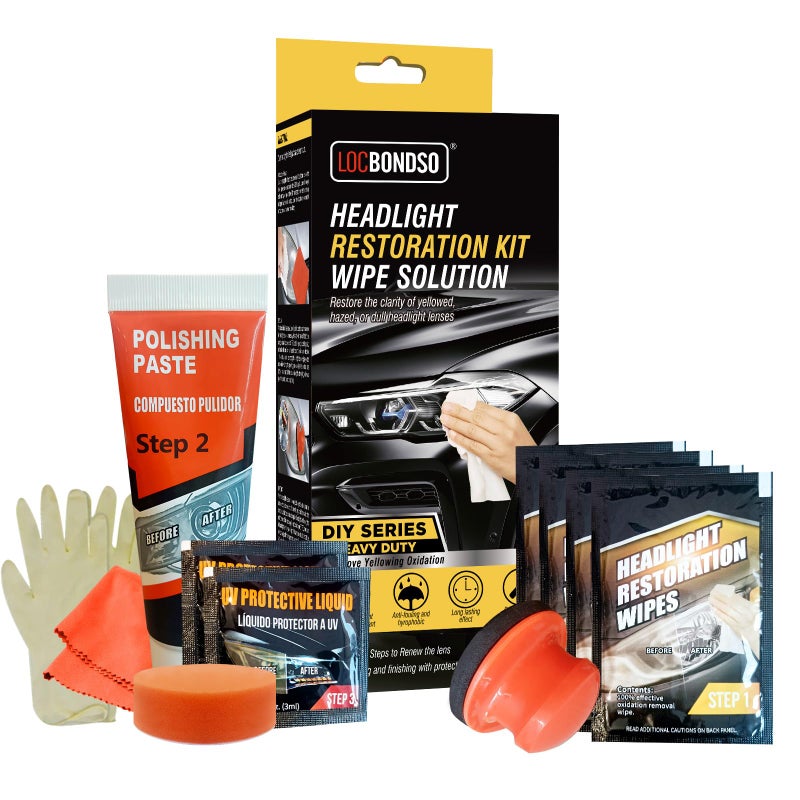 LOCBONDSO Headlight Restoration Kit Headlight Cleaner and Protective Wipes 3 Easy Steps Restore Clarity of Yellowed Hazed Dull Headlight Lenses - Image 3