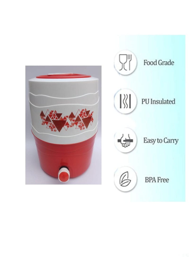 SHREEYETI SHEERYETI Plastic Insulated Water jug Cool Chilled Water Camper jar Insulated Thermos Flask Dispenser Container 14 LTRRed  - Image 3