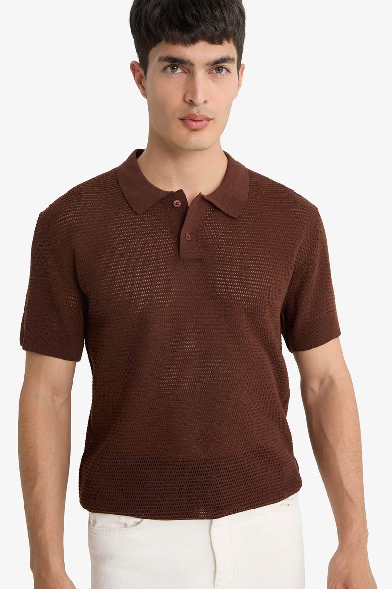 DeFacto Standard Fit Knitwear Short Sleeve Polo T-Shirt - Image 3