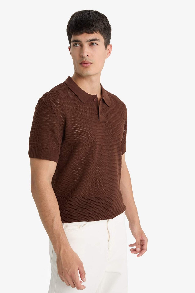 DeFacto Standard Fit Knitwear Short Sleeve Polo T-Shirt - Image 4