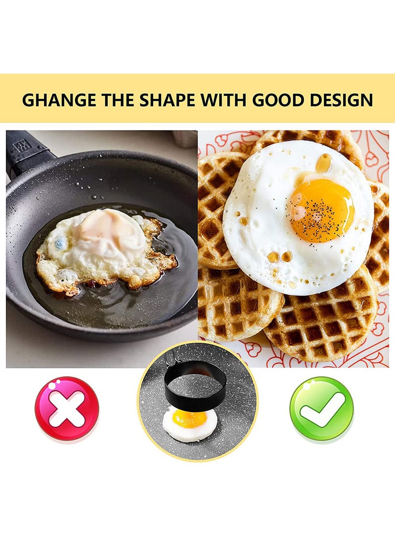 Egg Ring, Stainless Steel Egg Cooking Rings Set, Round Omelette Mold for Frying Egg English Muffins Pancake Sandwiches, Breakfast Household Mold, Muffins Pancake Sandwich Hamburger 2 Pack  - Image 3