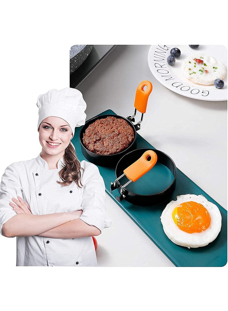 Egg Ring, Stainless Steel Egg Cooking Rings Set, Round Omelette Mold for Frying Egg English Muffins Pancake Sandwiches, Breakfast Household Mold, Muffins Pancake Sandwich Hamburger 2 Pack  - Image 4