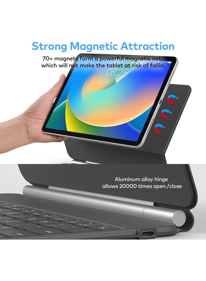 كيس لوحة المفاتيح لجيل iPad العاشر 2022 و 11th (A16, 2025)  لوحة مفاتيح على الطراز السحري مع لوحة تعقب متعددة اللمس  موقف كانتيليفر عائم  كيس مغناطيسي لجيل iPad 10.9 بوصة 10th / 11th Gen. - Image 5