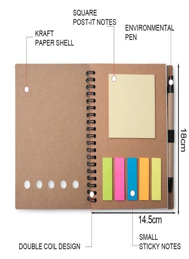 Portible Spiral Notebook - Lined Notepad with Pen Holder, Sticky Notes, and Page Marker Colored Index Tabs Flags - Portable Writing Journal for Office, School, and Personal Use - Image 2