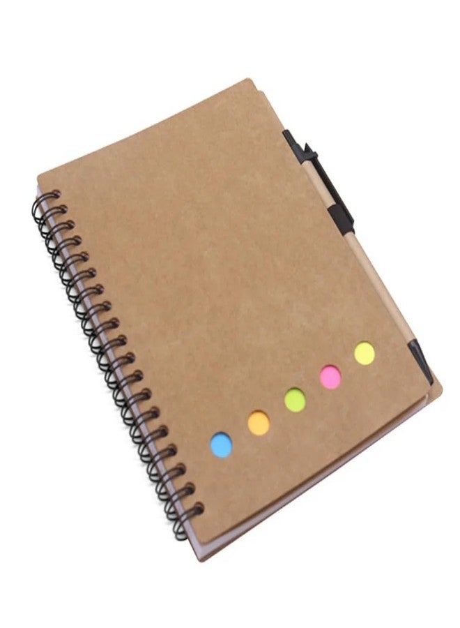 Portible Spiral Notebook - Lined Notepad with Pen Holder, Sticky Notes, and Page Marker Colored Index Tabs Flags - Portable Writing Journal for Office, School, and Personal Use - Image 1