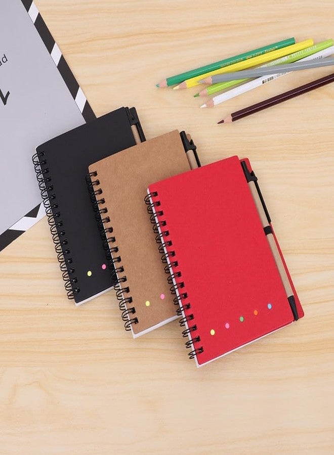 Portible Spiral Notebook - Lined Notepad with Pen Holder, Sticky Notes, and Page Marker Colored Index Tabs Flags - Portable Writing Journal for Office, School, and Personal Use - Image 5