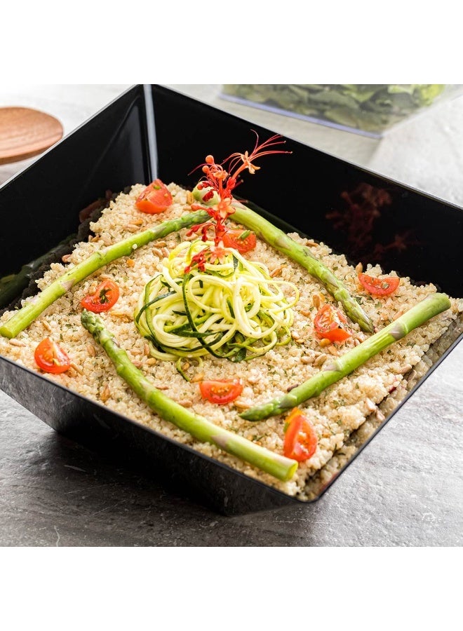 Restaurantware أوعية مربعة سعة 160 أونصة، 25 وعاء سلطة قابل للتصرف - أوعية تقديم بلاستيكية ثقيلة، كبيرة، سوداء، للحفلات، تقديم الطعام، أو البوفيهات، لتقديم الحلويات، السلطات، أو المقبلات - Image 3
