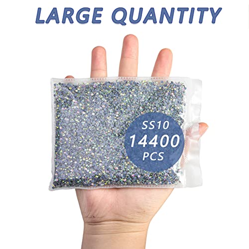 Beadsland Hotfix Rhinestones Bulk, 14400PCS Crystal Hot Fix Rhinestones for Crafts Clothes DIY Decoration, Crystal AB, SS10, 2.7-2.9mm - Image 3