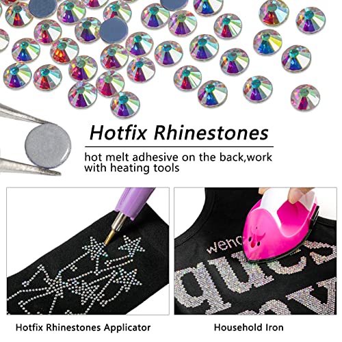 Beadsland Hotfix Rhinestones Bulk, 14400PCS Crystal Hot Fix Rhinestones for Crafts Clothes DIY Decoration, Crystal AB, SS10, 2.7-2.9mm - Image 5