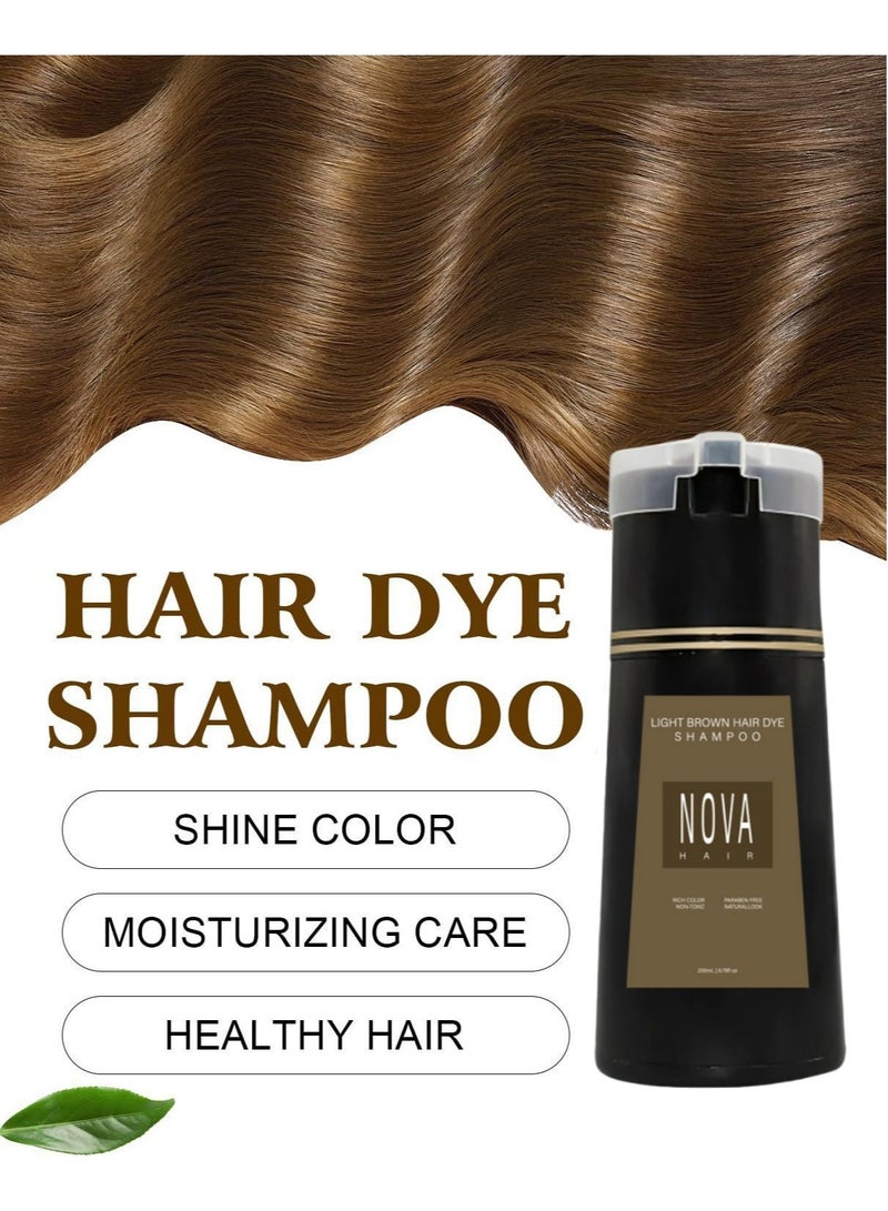 NOVA Hair Dye Shampoo,Quick Coloring Shampoo,Covering Gray Hair, Unisex, 200ml (Light Brown) - Image 3