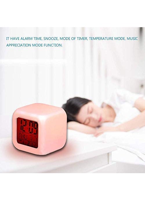 Bluedeal Bluedeal 7 Colour Changing LED Digital Alarm Clock Table Watch with Date Time Temperature for Office Bedroom MulticolorPlastic  - Image 4