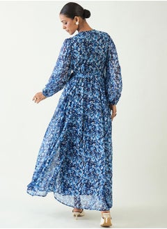 Floral Print Balloon Sleeve Wrap Maxi Dress - pzsku/ZE0840BE9742F4C7889E7Z/45/_/1740554262/d45b6e1c-c52a-4900-aac4-d2c080f20fdd