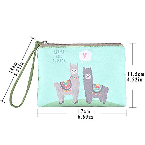 Rantanto Small Cute Cash Coin Purse, Canvas Change Purse, Kawaii Coin Pouch With Handle Christmas Gift For Women Teenager Girls (BG0023 Llama And Alpaca) - Image 2