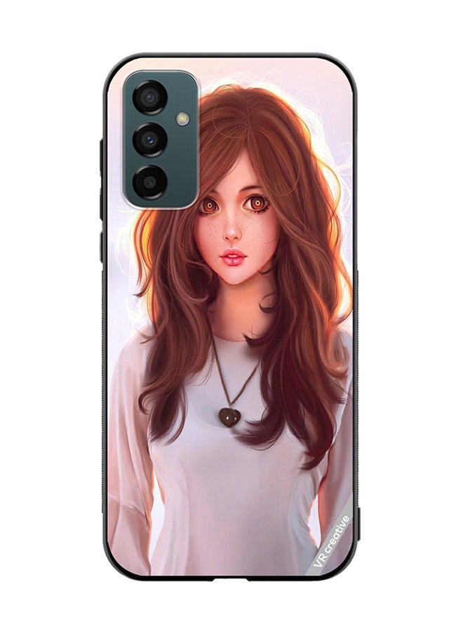 VR CREATIVE Protective Case Cover For Samsung Galaxy F23 Girl With Curly Hair Design Multicolour - Image 1