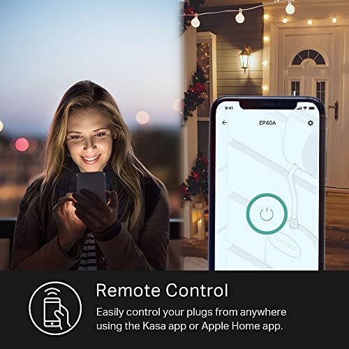 Kasa Smart Kasa Apple HomeKit Outdoor Smart Plug, 2 Sockets, IP64 Weather Resistance for Outdoor String Lights, Compatible with Siri, Alexa & Google Home, Long Wi-Fi Range, 2.4G Wi-Fi Only, ETL Certified (EP40A) - Image 5