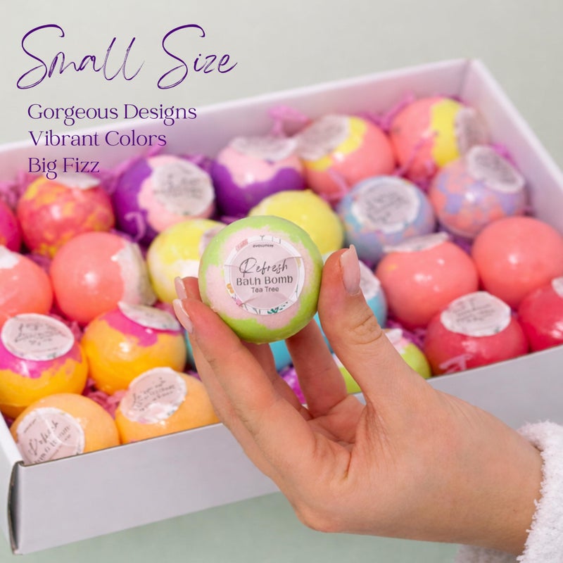 EvolutionUSA 24 Refresh Bath Bombs for Women & Kids â€“ Lush Bath Bombs Mini Sized, Organic Bathbomb Set, Women & Kids Bath Fizz, Luxury Gift for Motherâ€™s Day, Easter, Valentines, Birthday or Self Care - Image 5