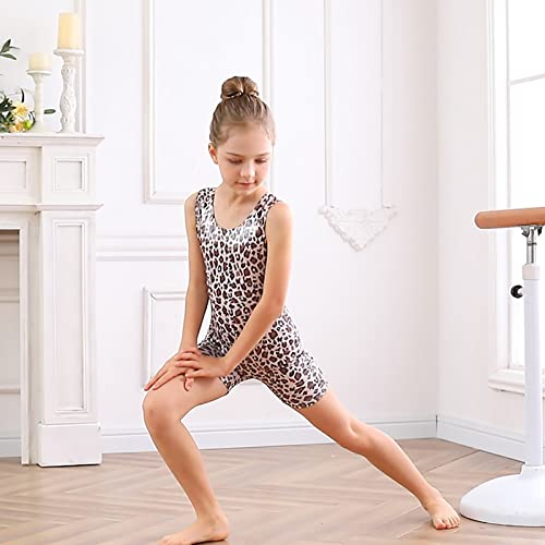 uideazone Leotards for Big Girls, Little Kid Gymnastics Ballet Dance Apparel Quick Dry Leopard Printed Kids Unitards Biketards Gym Outfits - Image 4
